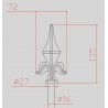 BARREAU ROND Ø16 FER DE LANCE ACIER FORGÉ CLÔTURE - www.esse.fr