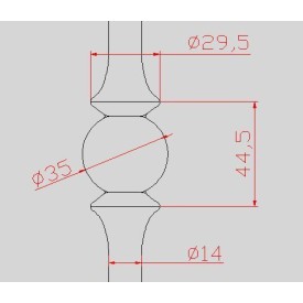 BARREAU ACIER BOULE CENTRALE FER ROND FORGE PILON - www.esse.fr