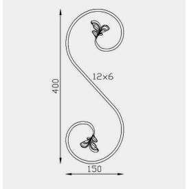 VOLUTE EN S FER FORGE À FEUILLES ACIER PLAT - www.esse.fr