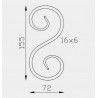 VOLUTE S FER PLAT SYMETRIQUE ACIER FORGÉ A CHAUD 155x72  - www.esse.fr