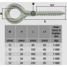 GROS PITON Ø24 ACIER ZINGUÉ ÉCHAFAUDAGE MÂLE BOIS VIS Ø12