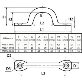 PONTET SECTION RONDE INOX A2 POUR FIXER Ø12 ET Ø16 - www.esse.fr