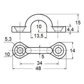 PONTET SECTION RONDE INOX POLI A4 POUR FIXER Ø10 - www.esse.fr