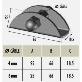FIXATION DEMI-LUNE CABLE INOX Ø 4 MM INOXYDABLE 304 - www.esse.fr