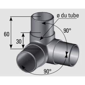 CONNECTEUR 3 AXES MAIN COURANTE INOX Ø 42,4 OU 48,3 - www.esse.fr