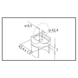 SUPPORT HORIZONTAL INOX VERRE Ø 42.4 INOXYDABLE 304 - www.esse.fr