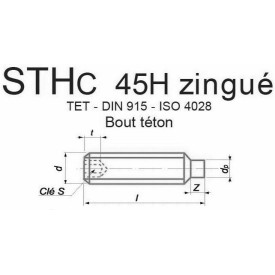 VIS STHC 45H ZINGUÉ BOUT TÉTON DIN 915 ISO 4028 - www.esse.fr