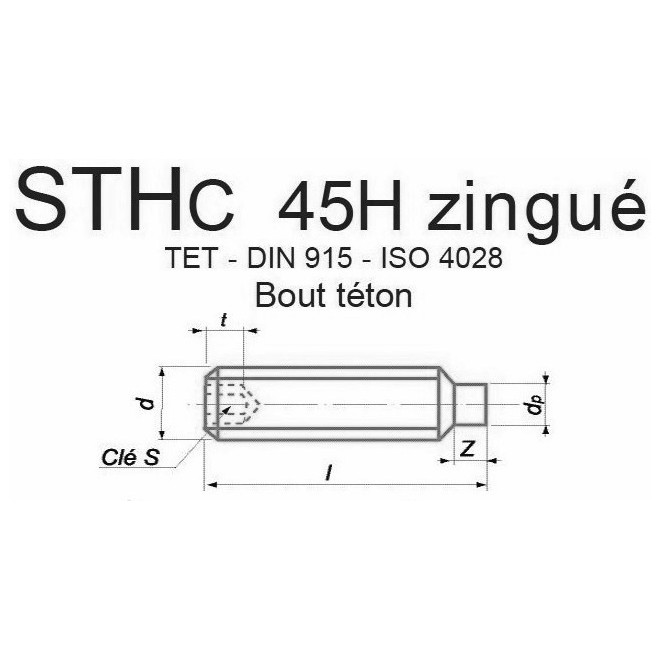 VIS STHC 45H ZINGUÉ BOUT TÉTON DIN 915 ISO 4028 - www.esse.fr