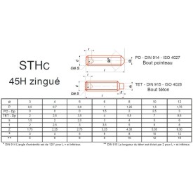 VIS STHC 45H ZINGUÉ BOUT TÉTON DIN 915 ISO 4028 - www.esse.fr