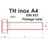 VIS METAUX TÊTE HEXAGONALE INOX A4 DIN 933 F TOTAL - www.esse.fr