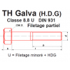 VIS METAUX TÊTE H 8.8 GALVANISÉ A CHAUD DIN 931 FP - www.esse.fr