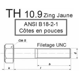 VIS TÊTE H ANSI B18 2 1 ACIER ZINGUÉ JAUNE FILETAGE UNC - www.esse.fr