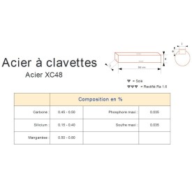 ACIER CLAVETTES XC46  SECTION RECTANGLE 2 À 50  H9 H10 K9 - www.zabarno.com