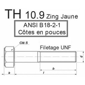 VIS TH 10.9 ZINGUÉ ANSI B18-2-1 F PARTIEL POUCES UNF -www.esse.fr