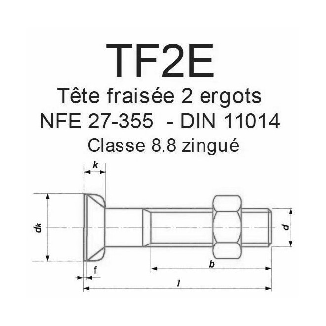 BOULON FRAISÉ 2 ERGOTS NFE 27-355 DIN 11014 Z 8.8 - www.esse.fr