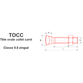 BOULON TÊTE OVALE FRAISÉE COLLET CARRÉ ZINGUÉ 8.8 - www.esse.fr