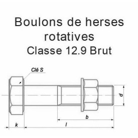 BOULON HERSE ROTATIVE AGRICULTURE 12.9 ACIER BRUT - www.esse.fr