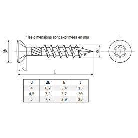 BOITE VIS TERRASSE INOX C1 TÊTE ÉTROITE TORX SIMPLE - www.esse.fr