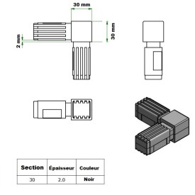 EMBOUT NOIR 30X30 POUR TUBES CARRES ACIER ALU OU INOX - www.esse.fr