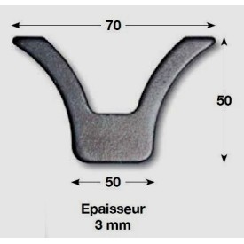 PLATINE DE FIXATION 50X70 EN V POUR TÔLES ACIER - www.esse.fr