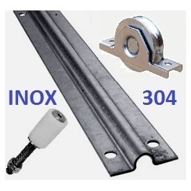 KIT INOX 304 ROUES U + RAILS + OLIVES SUPPORT INTÉRIEUR - www.esse.fr