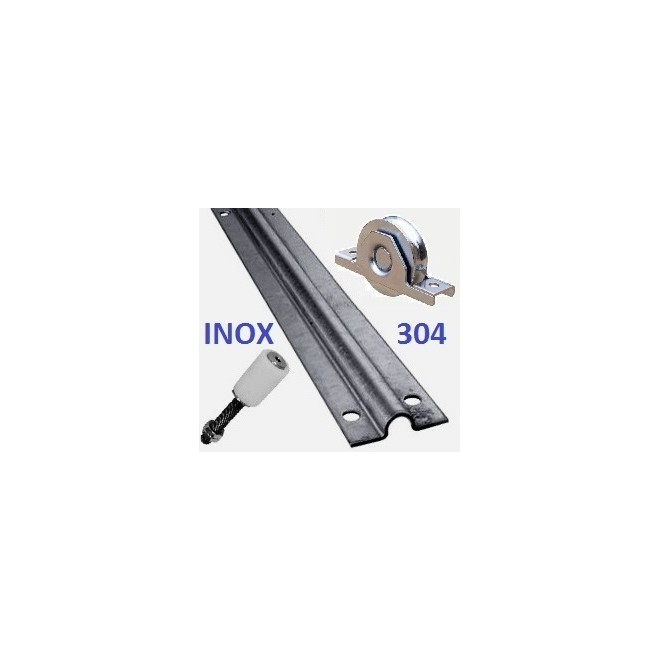 KIT INOX 304 ROUES U + RAILS + OLIVES SUPPORT INTÉRIEUR - www.esse.fr