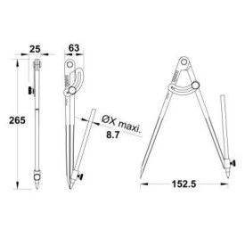 COMPAS PORTE CRAYON POLYVALENT EN ACIER POLI A RIVET - www.esse.fr