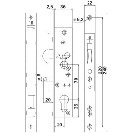 SERRURE CROCHET PORTAIL COULISSANT ACIER ZINGUÉ - www.esse.fr