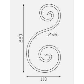 VOLUTE EN S DÉCALÉ EN FER PLAT - ASYMETRIQUE - www.esse.fr