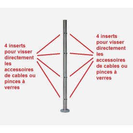 POTEAU DÉPART GAUCHE INOX 970MM CABLE ET VERRE - www.esse.fr