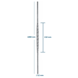 BARREAU MOTIF TORSADÉ LARGEUR 20 H1000 Ø12 GRENAILLE -www.esse.fr