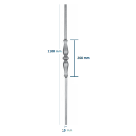 BARREAU FORGÉ - POLI H1100 - CARRE - 13 MM - www.esse.fr