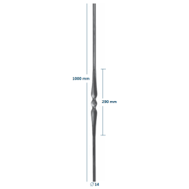 BARREAU ACIER ESTAMPE FER FORGE A CHAUD Ø14 x 1000  - www.esse.fr