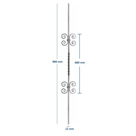 BARREAU 2 VOLUTES 1 TORS. 900X140 [12] (12X6) [12] 12X6 www.esse.fr