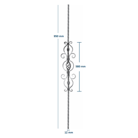 BARREAU DOUBLE CARRÉ DE 12 MM - H950 X 175 - www.esse.fr