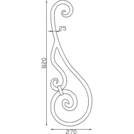 VOLUTE DOUBLE EN CARRÉ 25, DIMENSIONS 820 X 270 - www.esse.fr