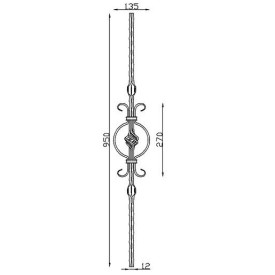 BARREAU VOLUTES FER FORGÉ BOULE TORSADÉE - www.esse.fr