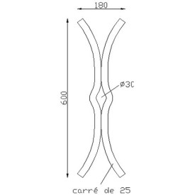 CLÉ TIRANT CHAINAGE ACIER CARRÉ 25X25 FER FORGÉ EN X