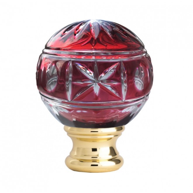 BOULE DE DÉPART CRISTAL ROUGE TAILLÉ SOCLE LAITON - www.esse.fr