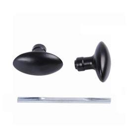 BOUTON ALUMINIUM NOIR OVALE POIGNÉE ALU CARRÉ 6, 7 ou 8 - www.esse.fr