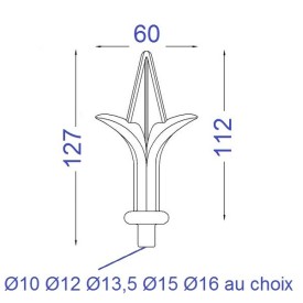 POINTE ALU BARREAU ROND FER DE LANCE ALUMINIUM - www.esse.fr