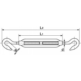 TENDEUR INOX 316 À 2 CROCHETS ACIER INOXYDABLE M5 À M20