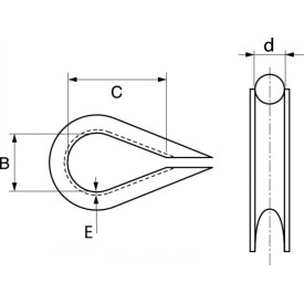 Cosse-cœur légère acier inoxydable câble Ø2 à Ø20