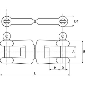 EMERILLONS AVEC 2 MANILLES INOX Ø6 À Ø19 - 65 À 210