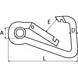 MOUSQUETON À ŒIL ASYMÉTRIQUE INOX MARIN 316 A4 Ø6 À Ø14,5