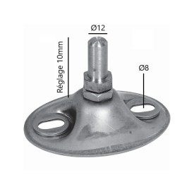 CRAPAUDINE PIVOT INOX 304 REGLABLE AXE 12MM PORTAIL